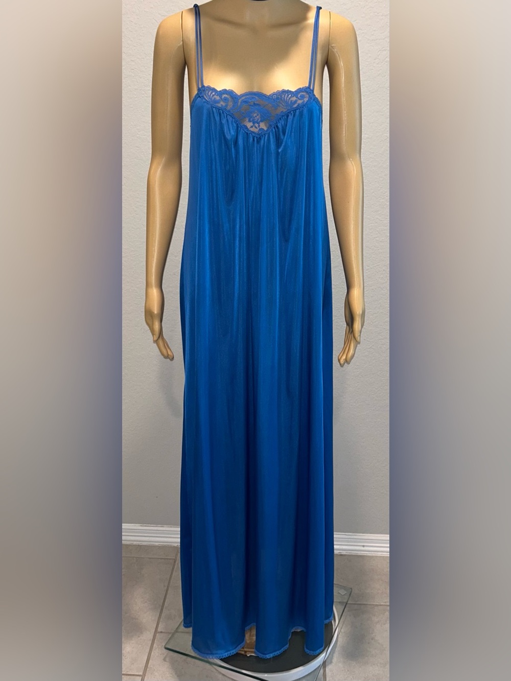 Miss Elaine Royal Blue Lace-Trim Long Slip